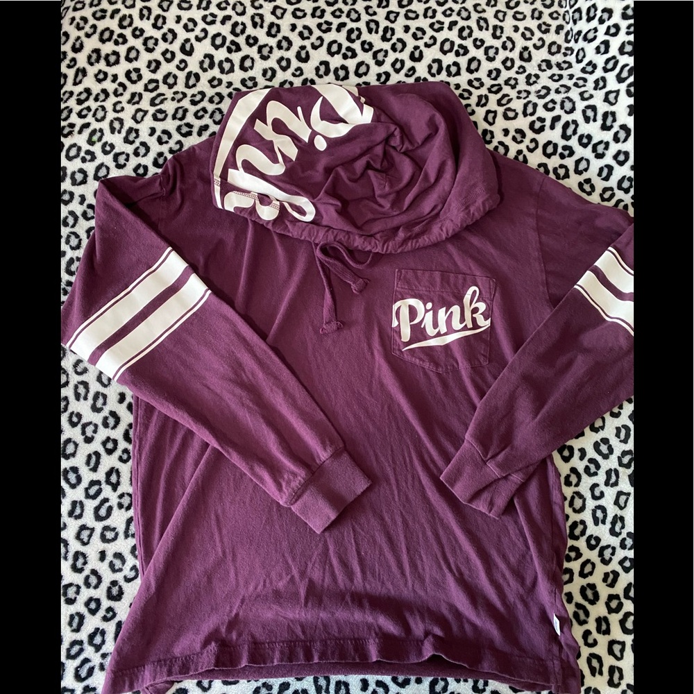 VS PINK maroon t-shirt hoodie